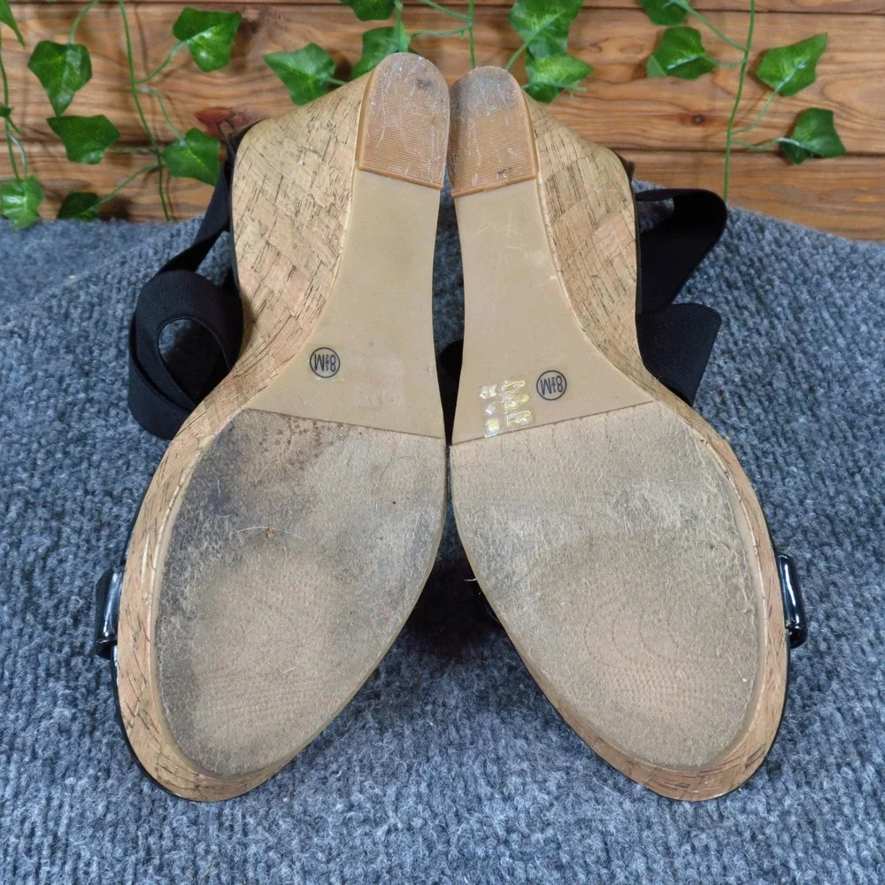 CL by Chinese Laundry Idelle Womens Wedge Sandal 8.5 Summer Black Cork Neon